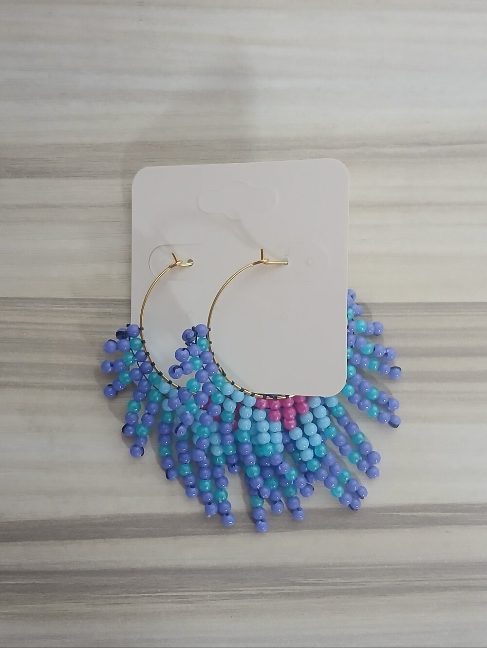 Handmade Beaded Hoop Dangle Earrings